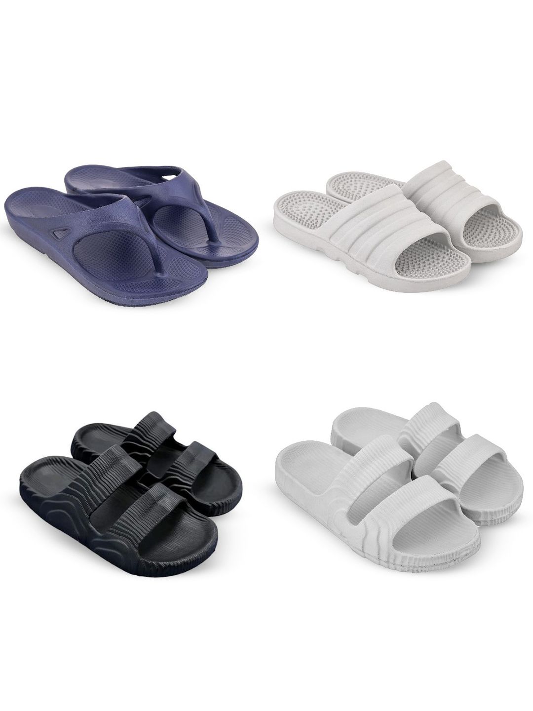 Feel alive Set Of 4 Ultra-Comfortable & Lightweight Thong Flip-Flops & Sliders