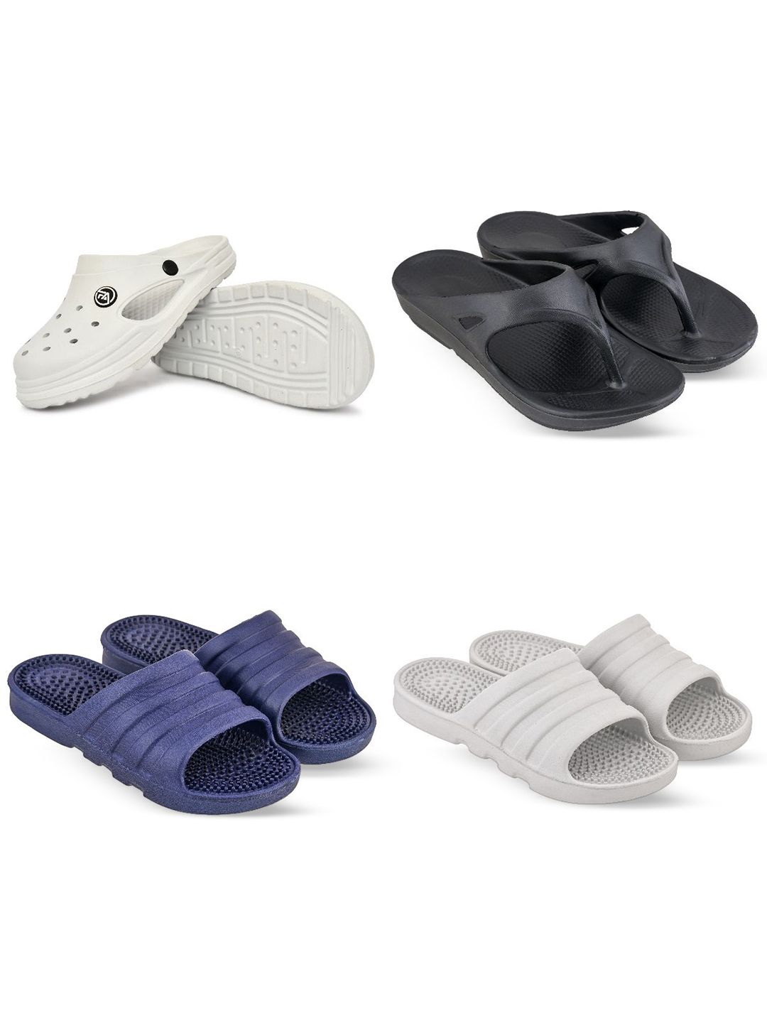 Feel alive Men Set of 4 Ultra-Comfortable Lightweight Flip Flops