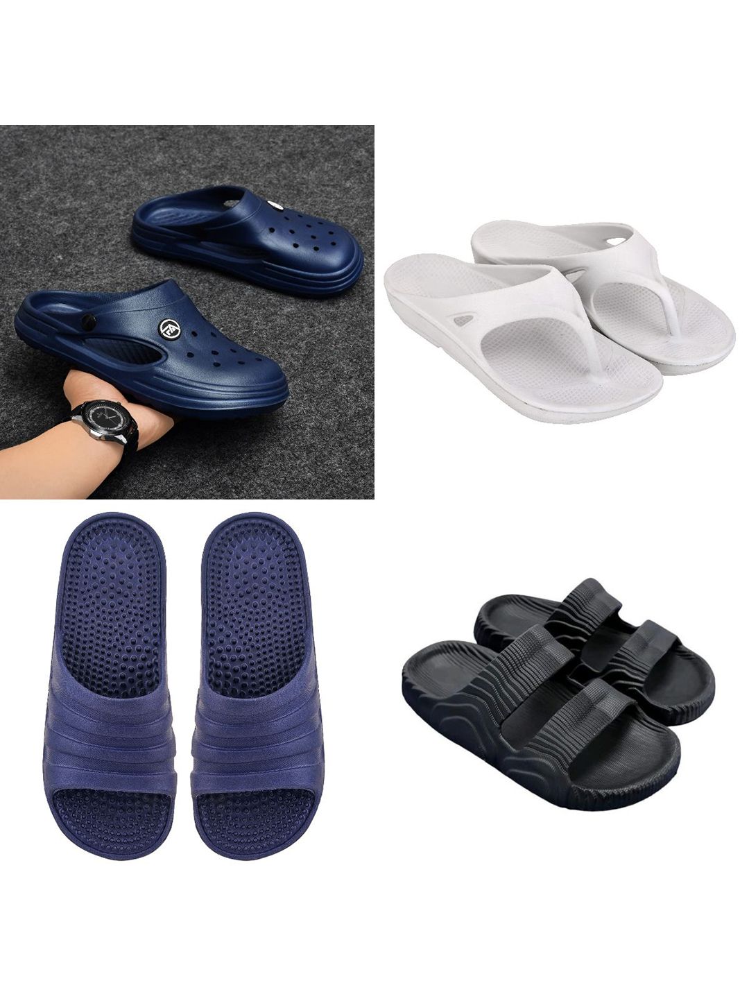 Feel alive Men Pack Of 4 Ultra-Comfortable Lightweight EVA Flip Flops