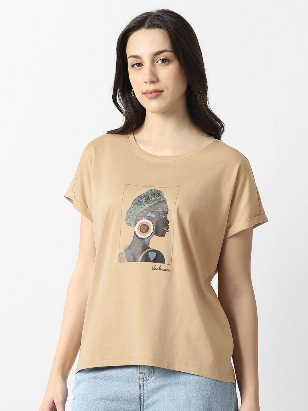 Van Heusen Woman Van Heusen Woman Graphic Printed Round Neck Cotton Regular Fit T-shirt