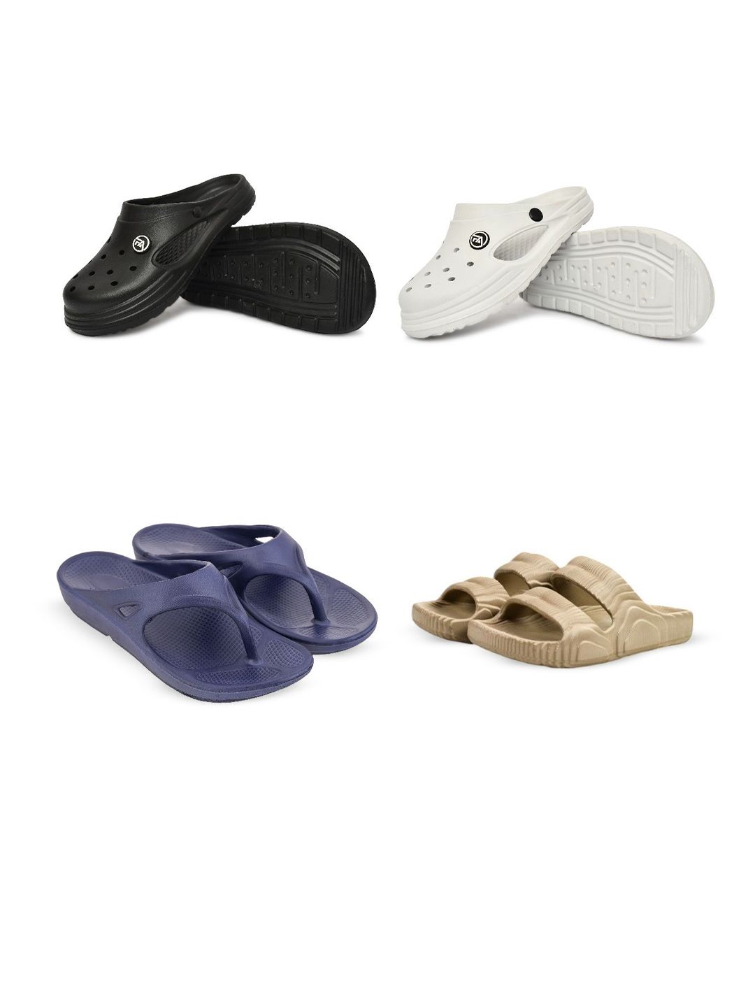Feel alive Men Pack Of 4 Ultra-Comfortable Lightweight EVA Flip Flops