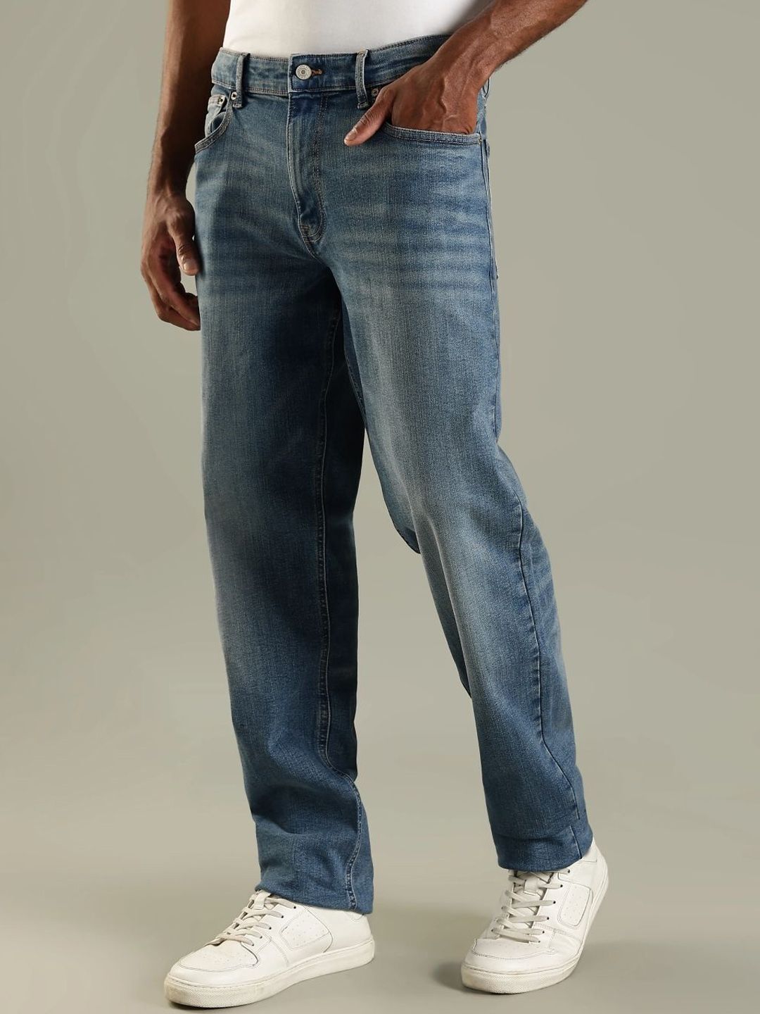 Slim Fit Mid-Rise Heavy Fade Mid-Wash Jeans