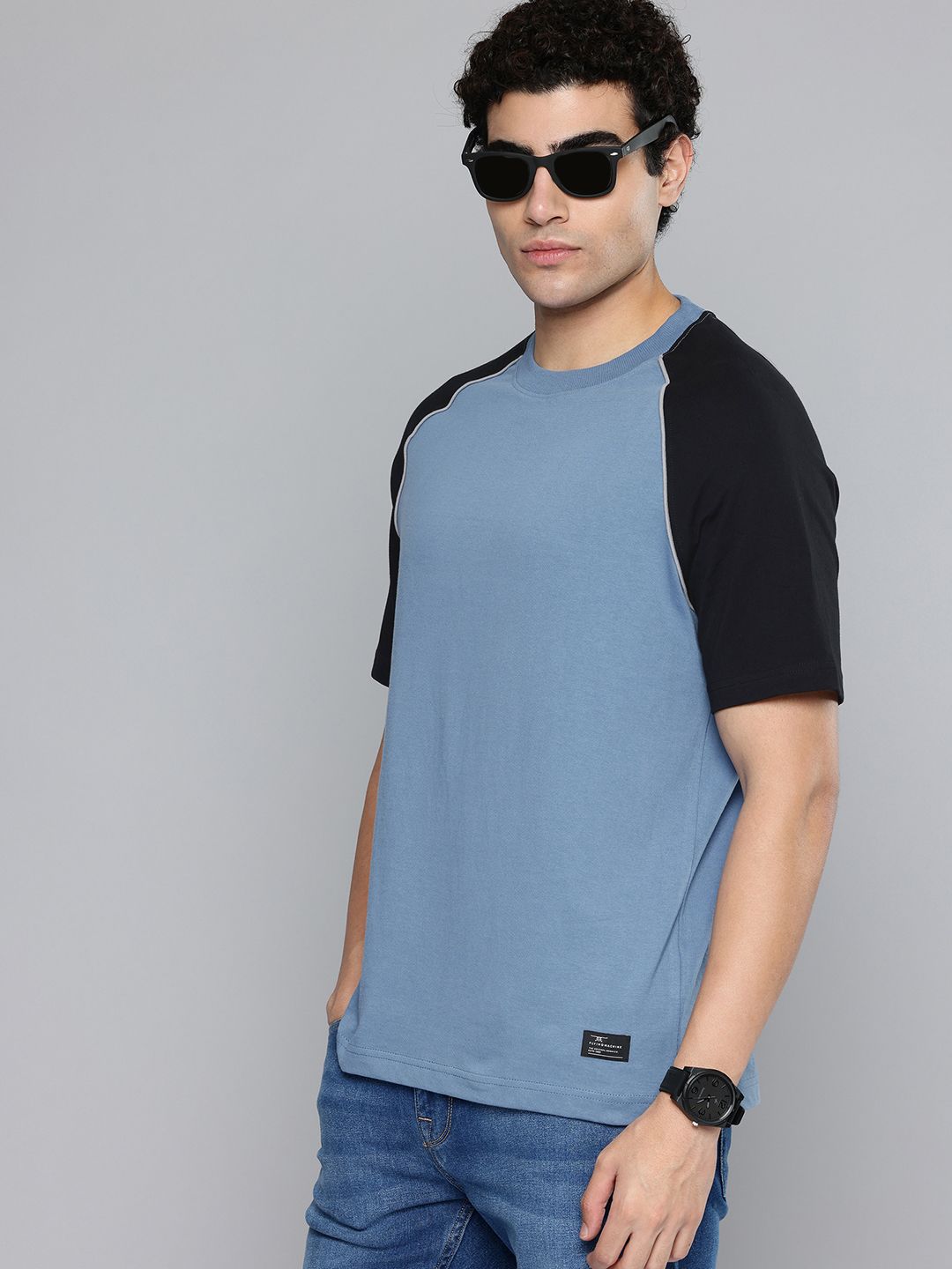 Flying Machine Raglan Sleeves Pure Cotton Relaxed Fit T-shirt