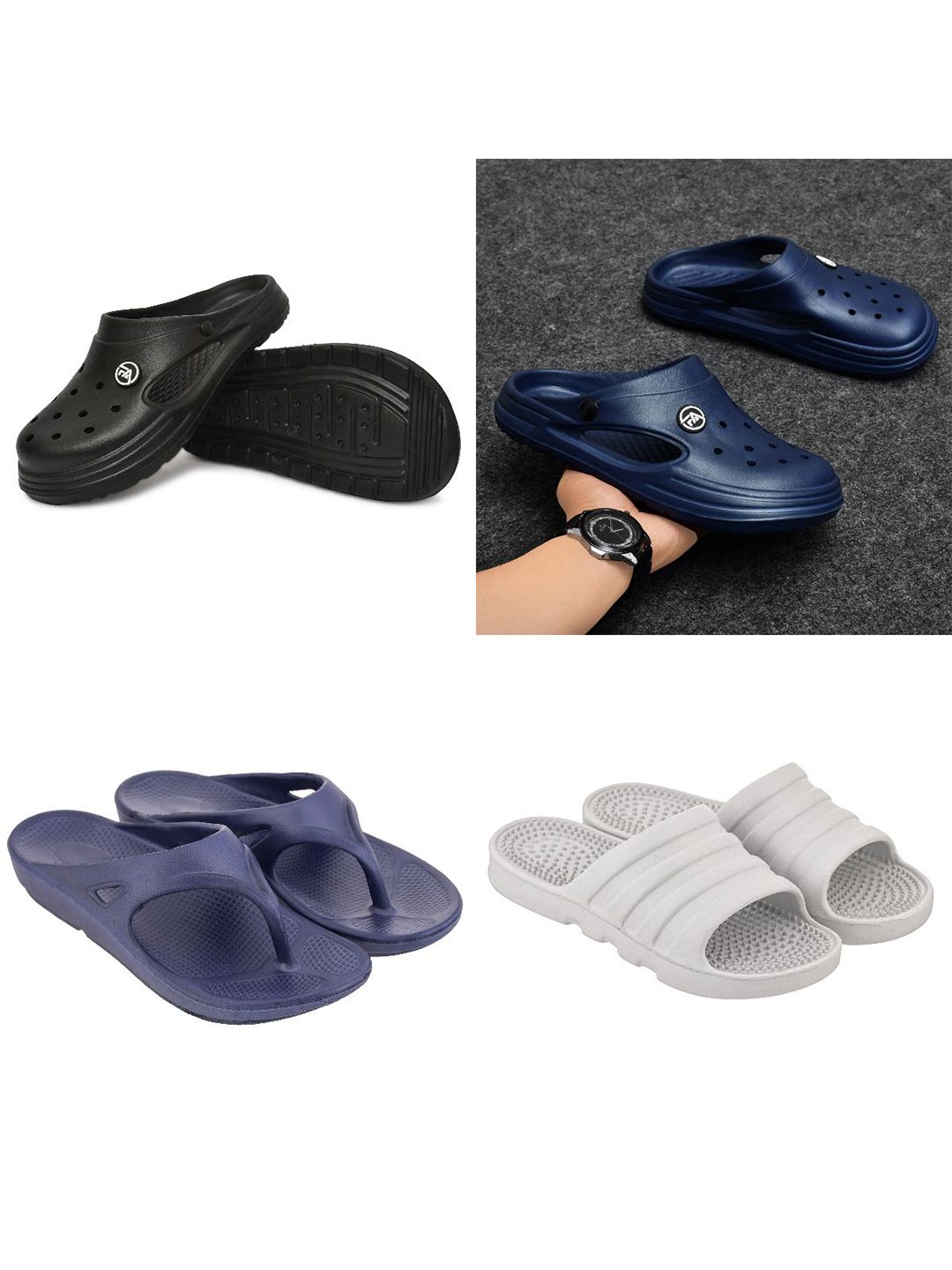 Feel alive Men Pack Of 4 Ultra-Comfortable Lightweight EVA Flip Flops
