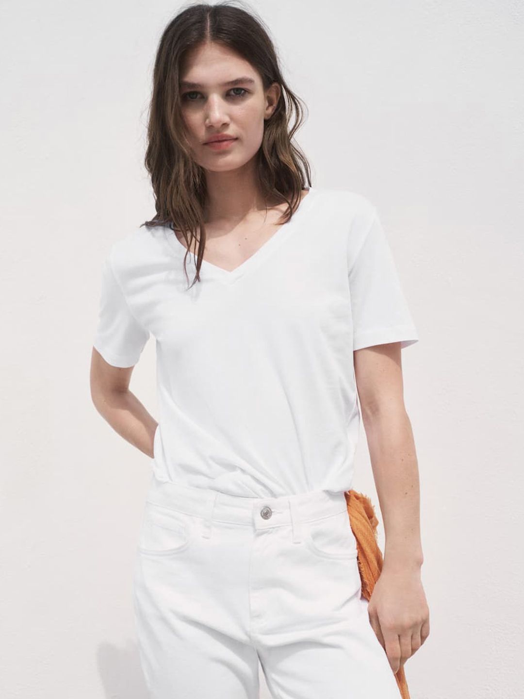 V-Neck Pure Cotton T-shirt