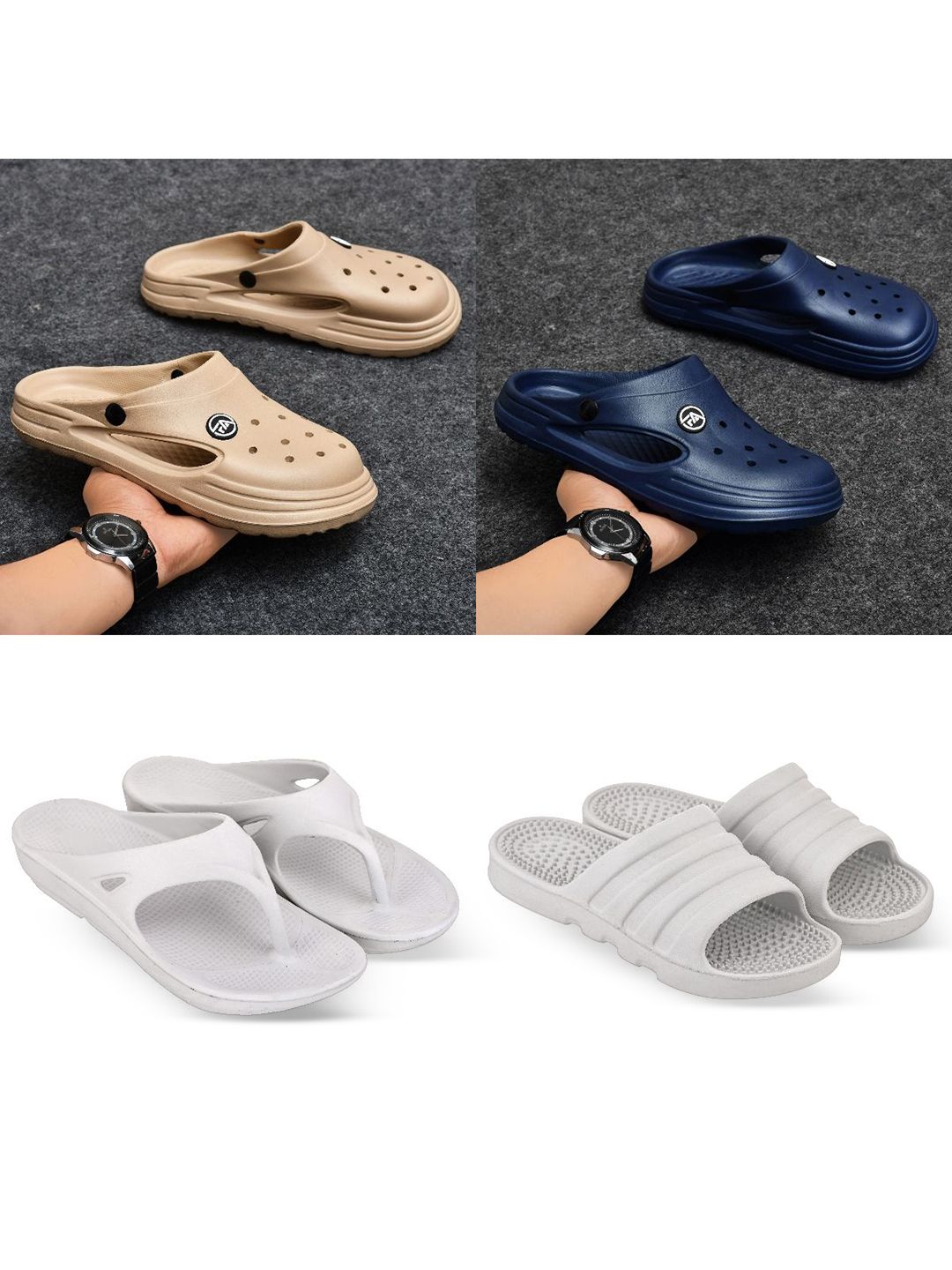 Feel alive Men Pack Of 4 Ultra-Comfortable Lightweight EVA Flip Flops