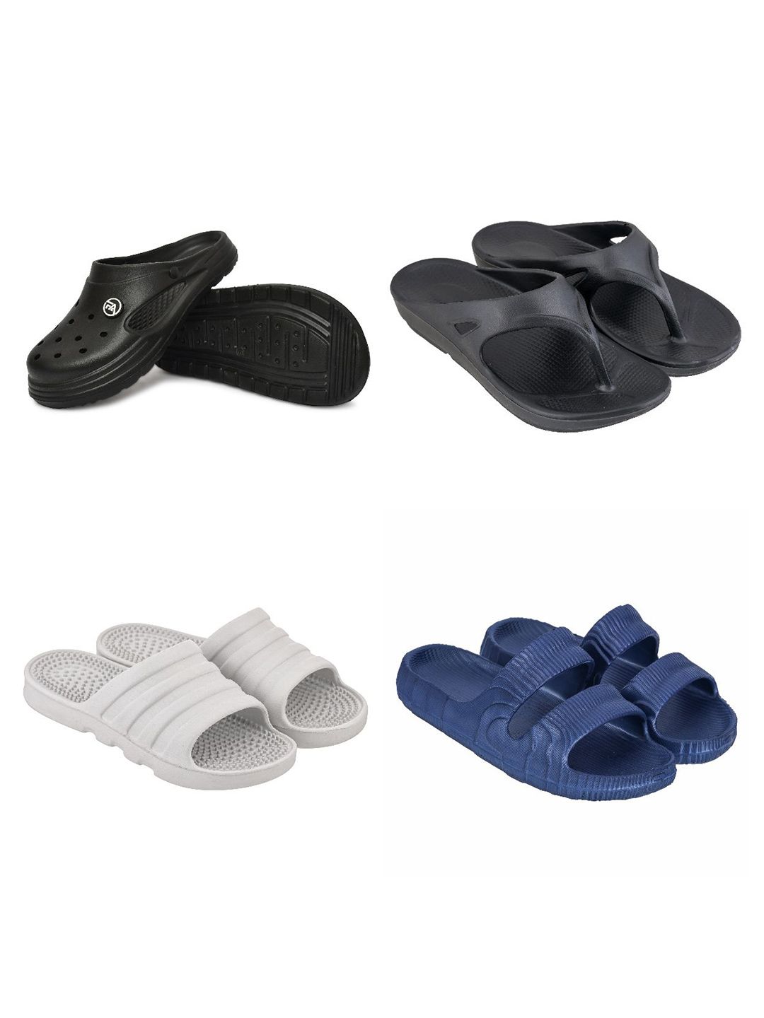 Feel alive Men Pack Of 4 Ultra-Comfortable Lightweight EVA Flip Flops