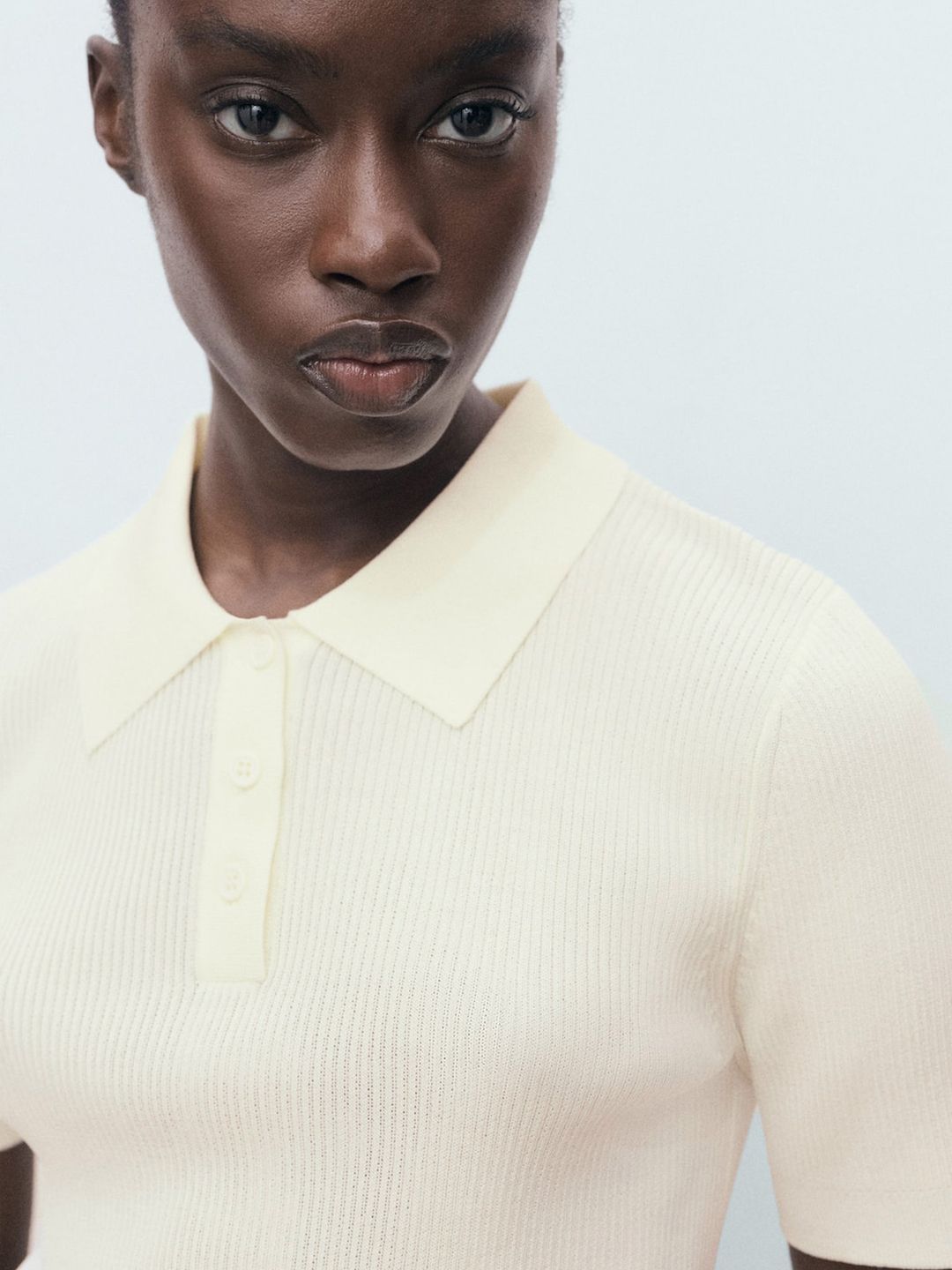 Ribbed Polo Collar Slim Fit T-shirt