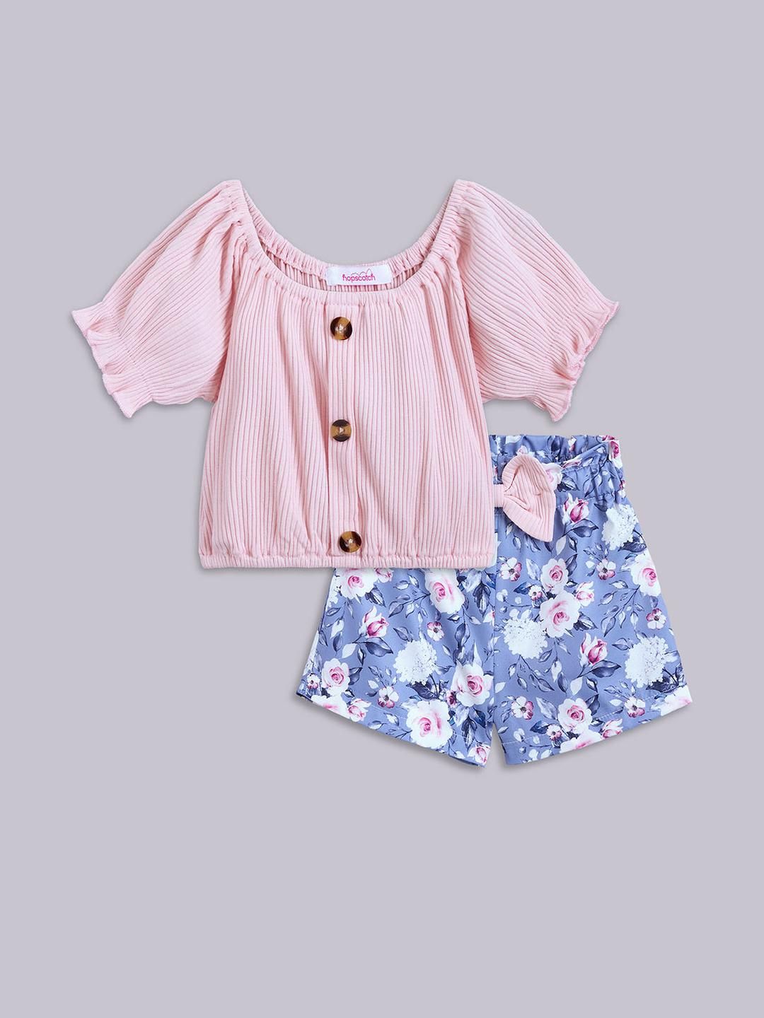 2-Pc Floral Blouse & Shorts