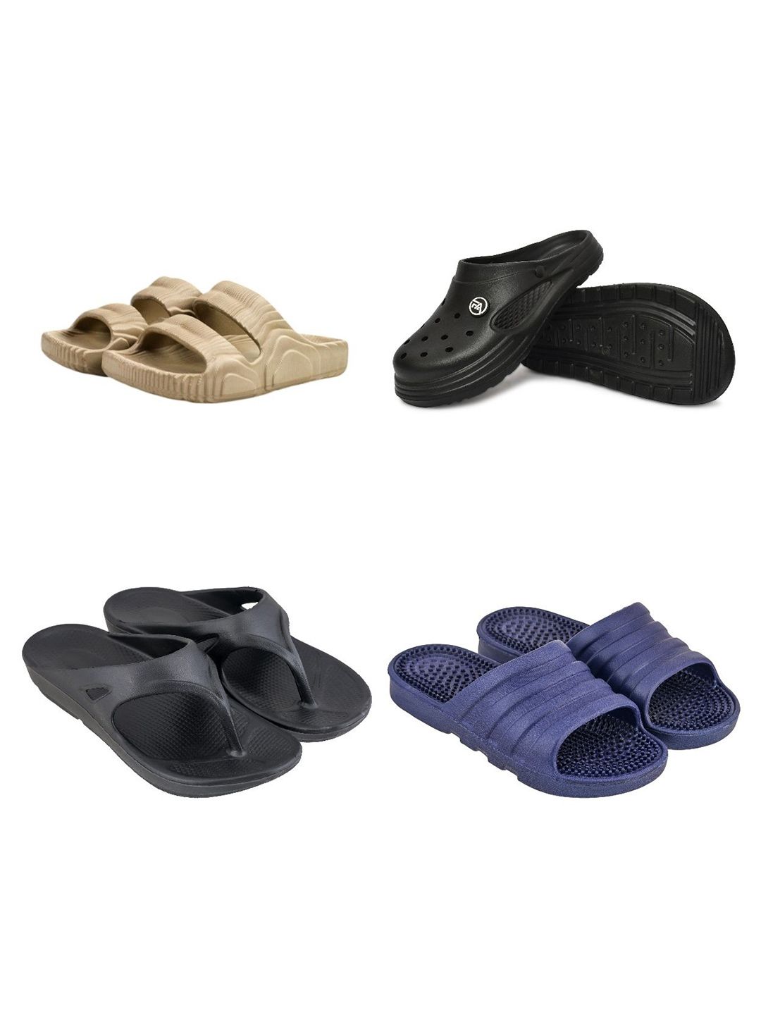Feel alive Men Set of 4 Ultra-Comfortable, Lightweight EVA Flip Flops for Everyday Use