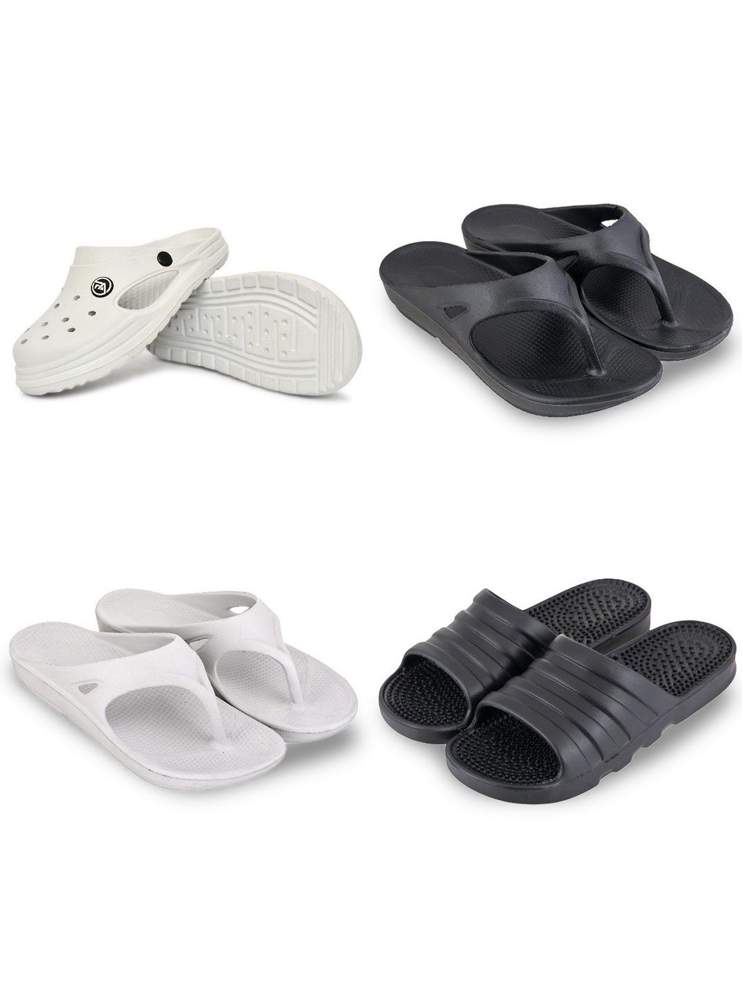 Feel alive Men Set of 4 Clogs Flip Flops