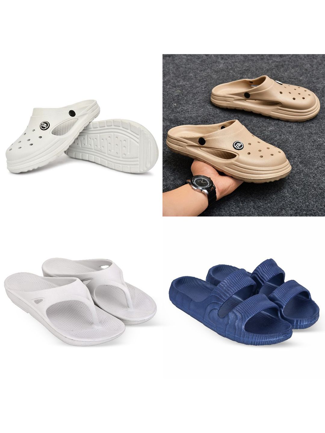 Feel alive Men Pack Of 4 Ultra-Comfortable Lightweight EVA Flip Flops
