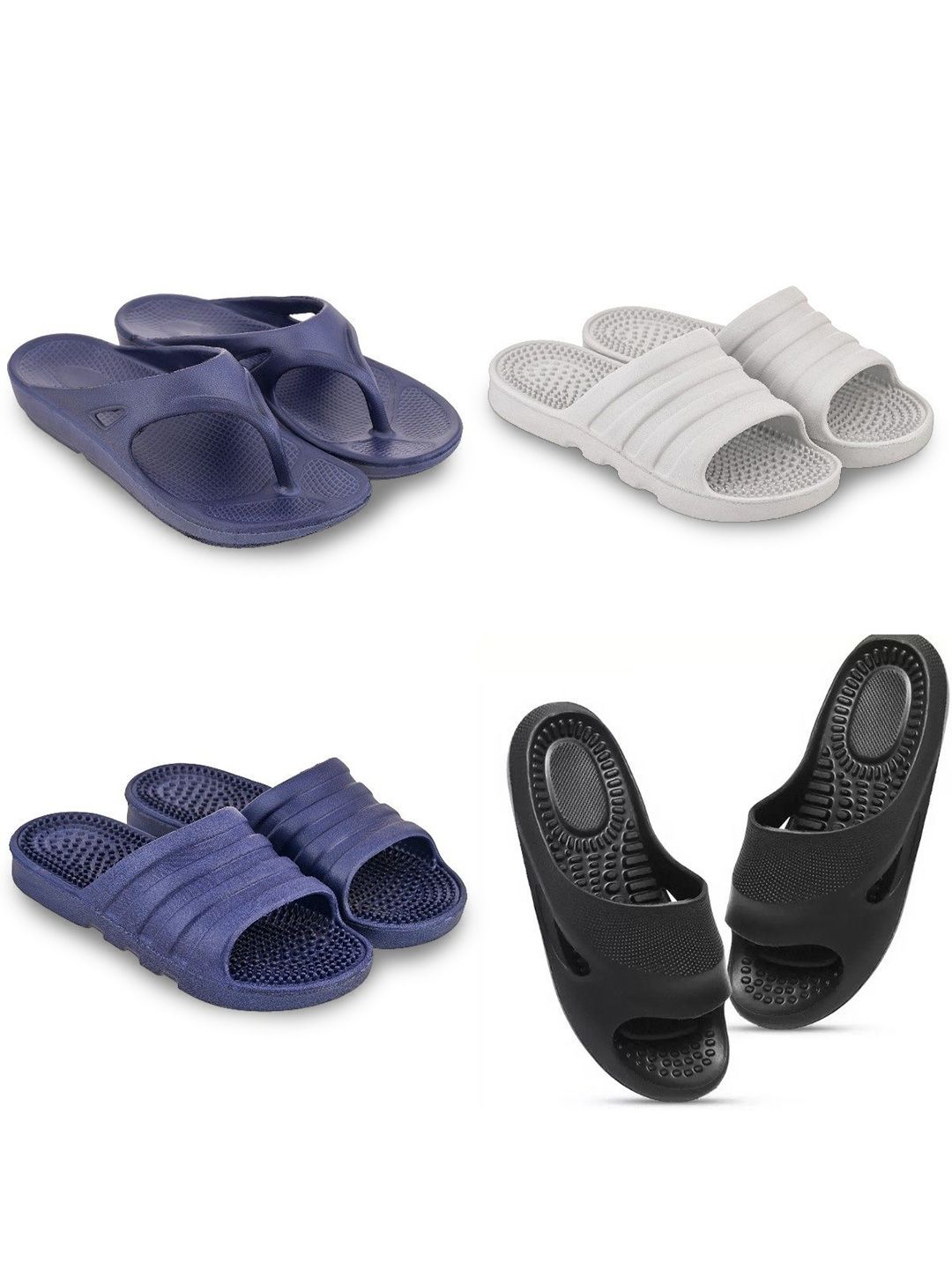 Feel alive Men Pack Of 4 Ultra-Comfortable Lightweight EVA Flip Flops