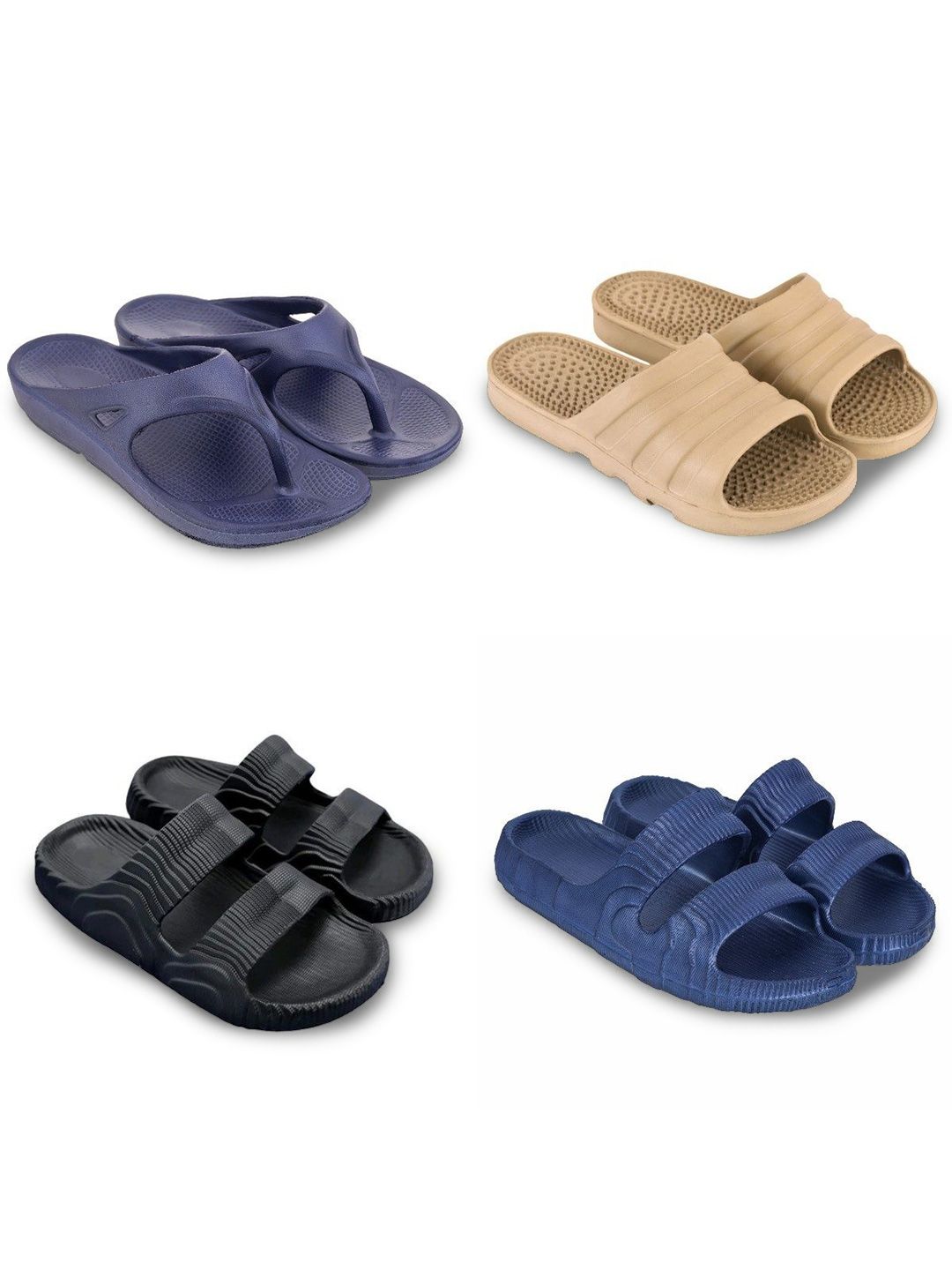 Feel alive Men Set Of 4 Ultra-Comfortable Lightweight Sliders