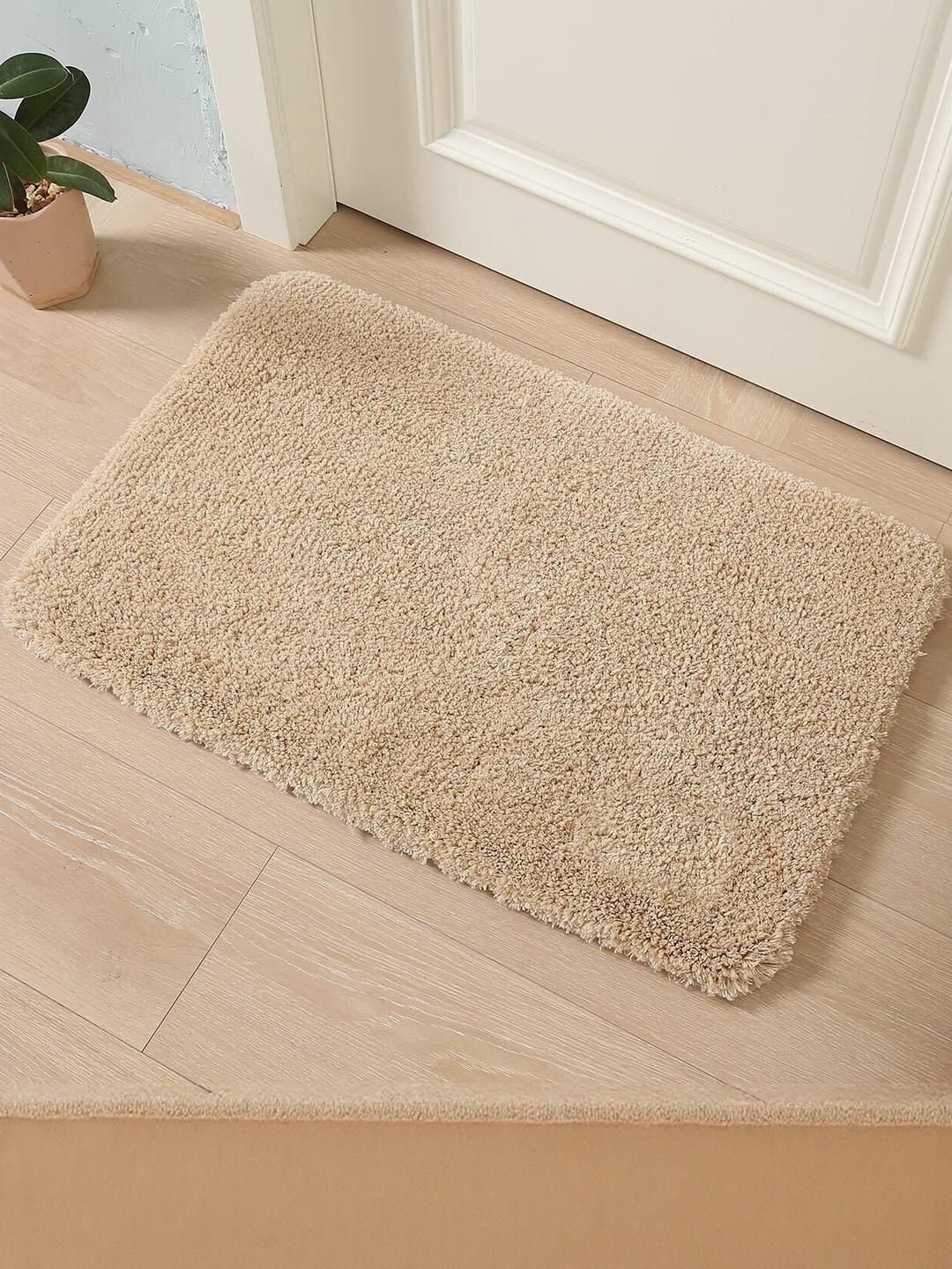 CROWN MATTINGS Beige 1400 GSM Microfibre Bath Rugs