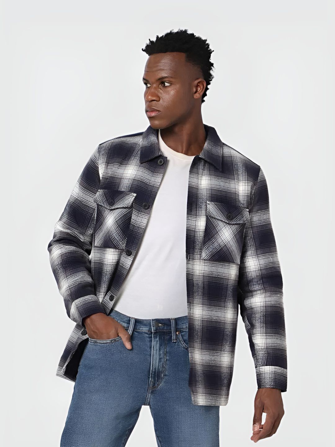 Buy GAP Spread Collar Checked Shacket - Shackets for Men 36386336