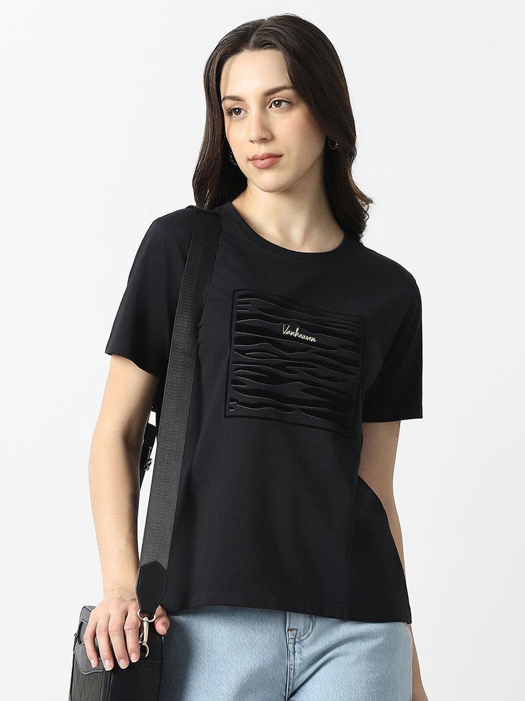 Van Heusen Woman Graphic Printed Round Neck Pure Cotton T-shirt
