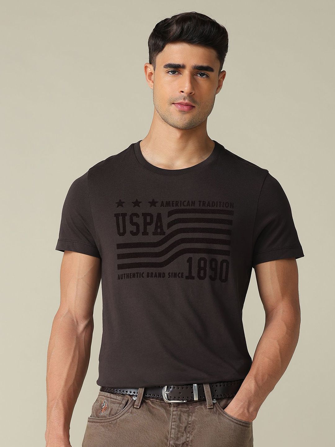 U.S. Polo Assn. Denim Co. Men Graphic Printed Muscle Fit Pure Cotton T-shirt