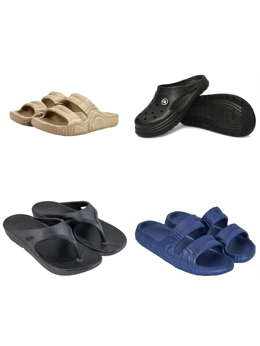 Feel alive Men Set of 4 Ultra-Comfortable Lightweight EVA Flip Flops