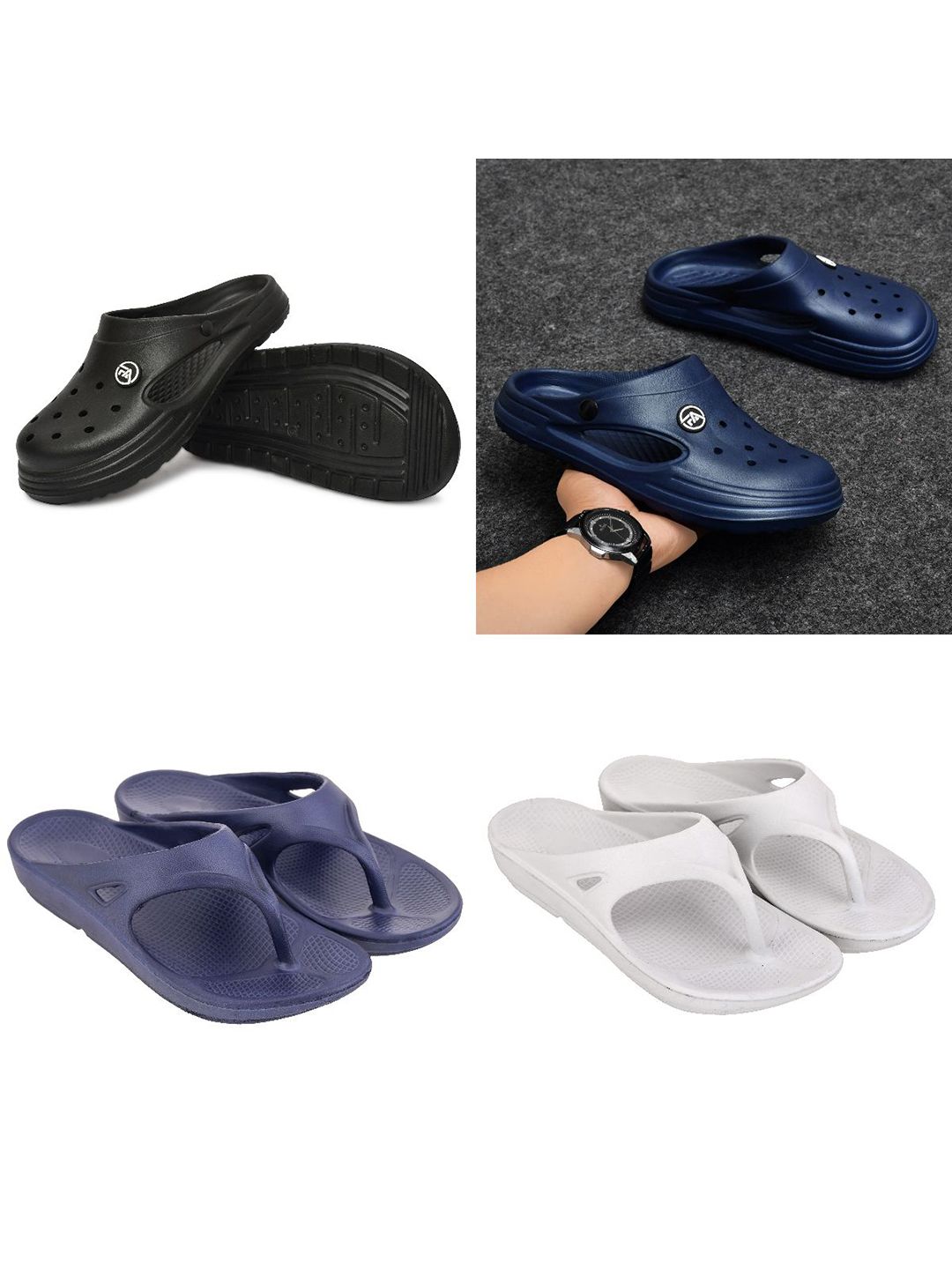 Feel alive Men Set Of 4  Ultra-Comfortable Lightweigh Clogs