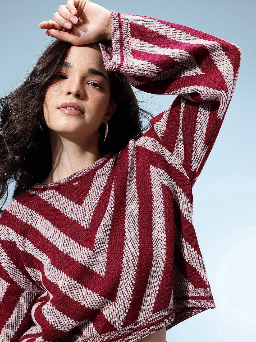 glitchez glitchez Chevron Design Drop-Shoulder Pullover