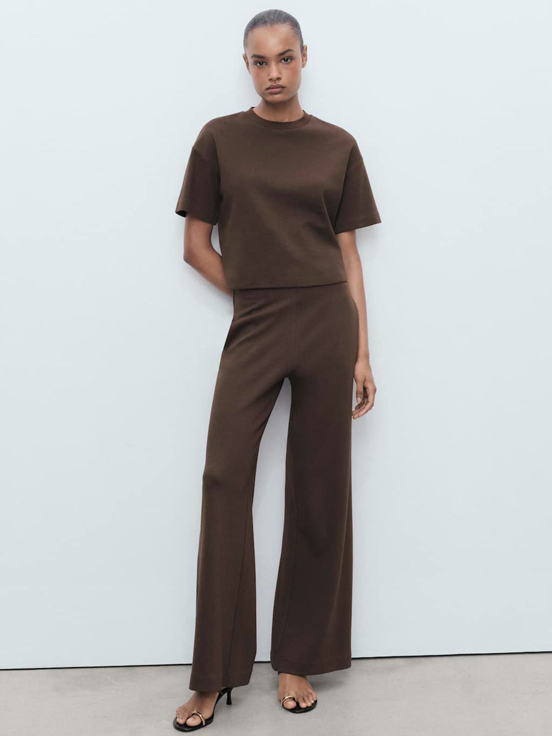 Drop-Shoulder Sleeves Crop Relaxed Fit T-shirt