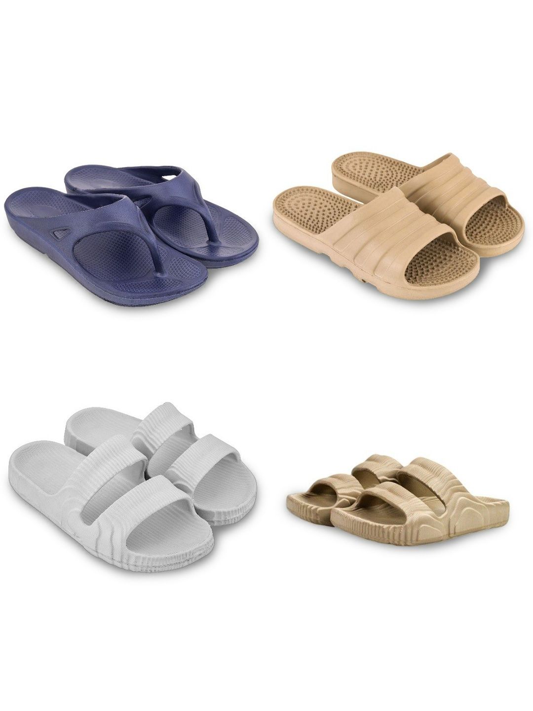 Feel alive Men Pack Of 4 Ultra-Comfortable Lightweight EVA Flip Flops
