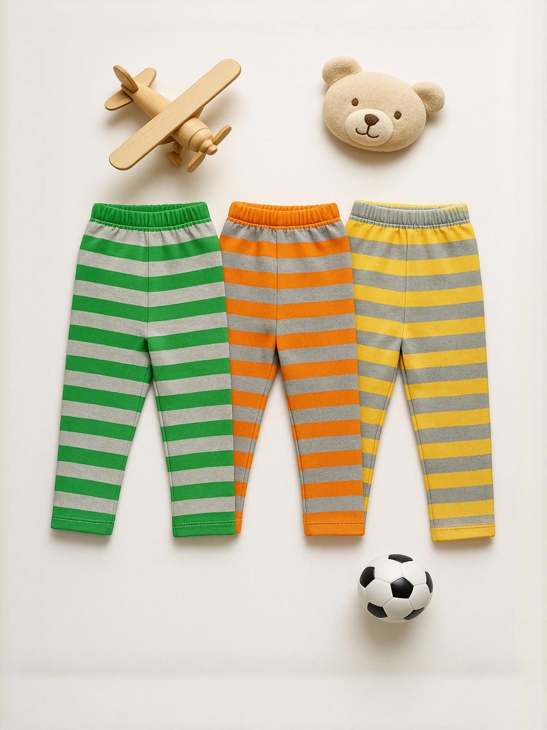 Cortica Boys Pack Of 3 Striped Cotton Comfortable Track Pants