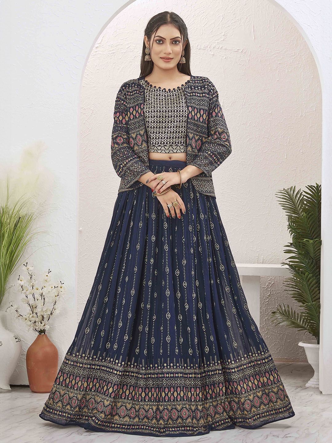 CHANSI Lehenga & Crop Top & Jacket