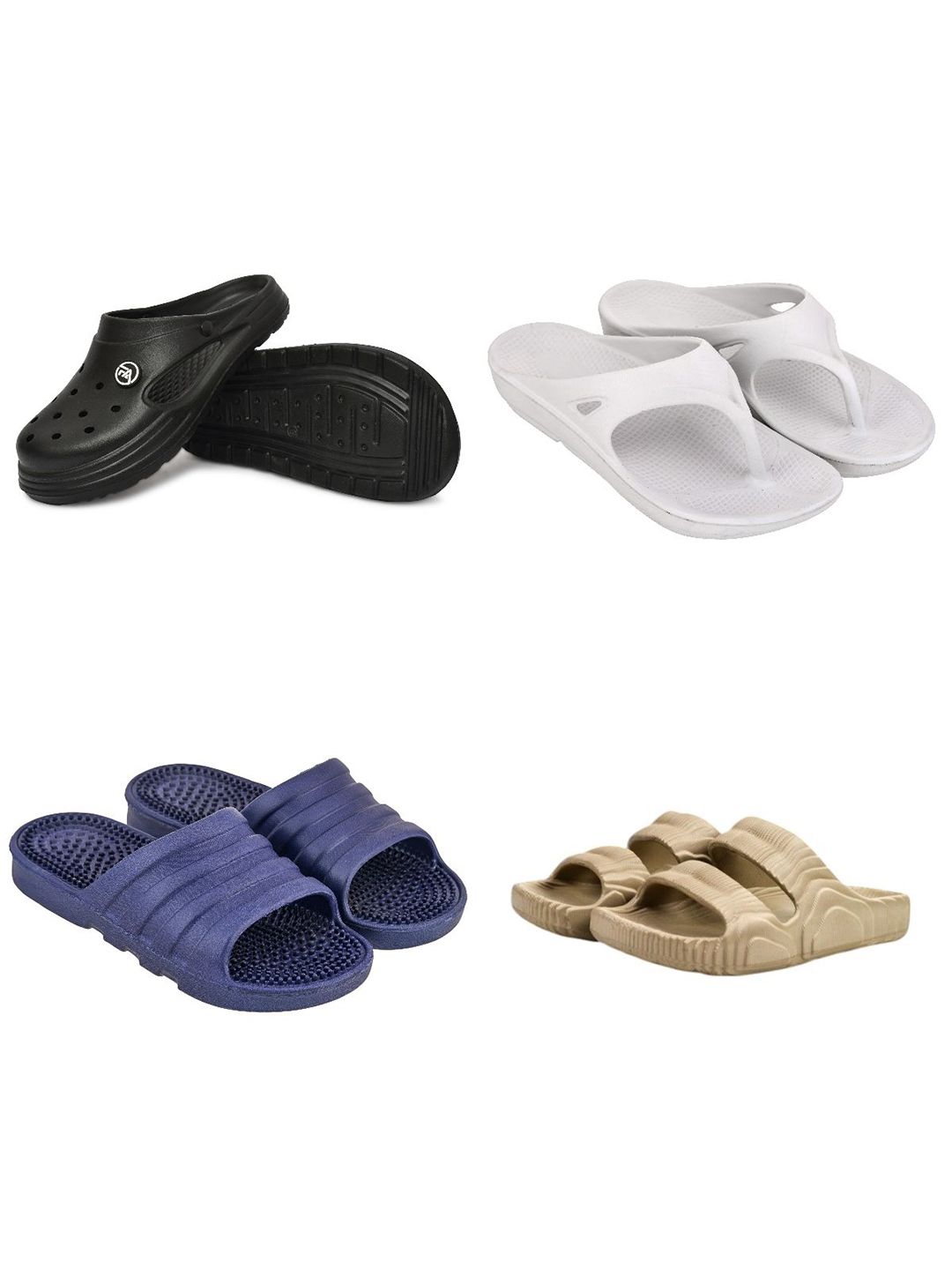Feel alive Men Pack Of 4 Self Design Ultra-Comfortable And Lightweight Flip Flops