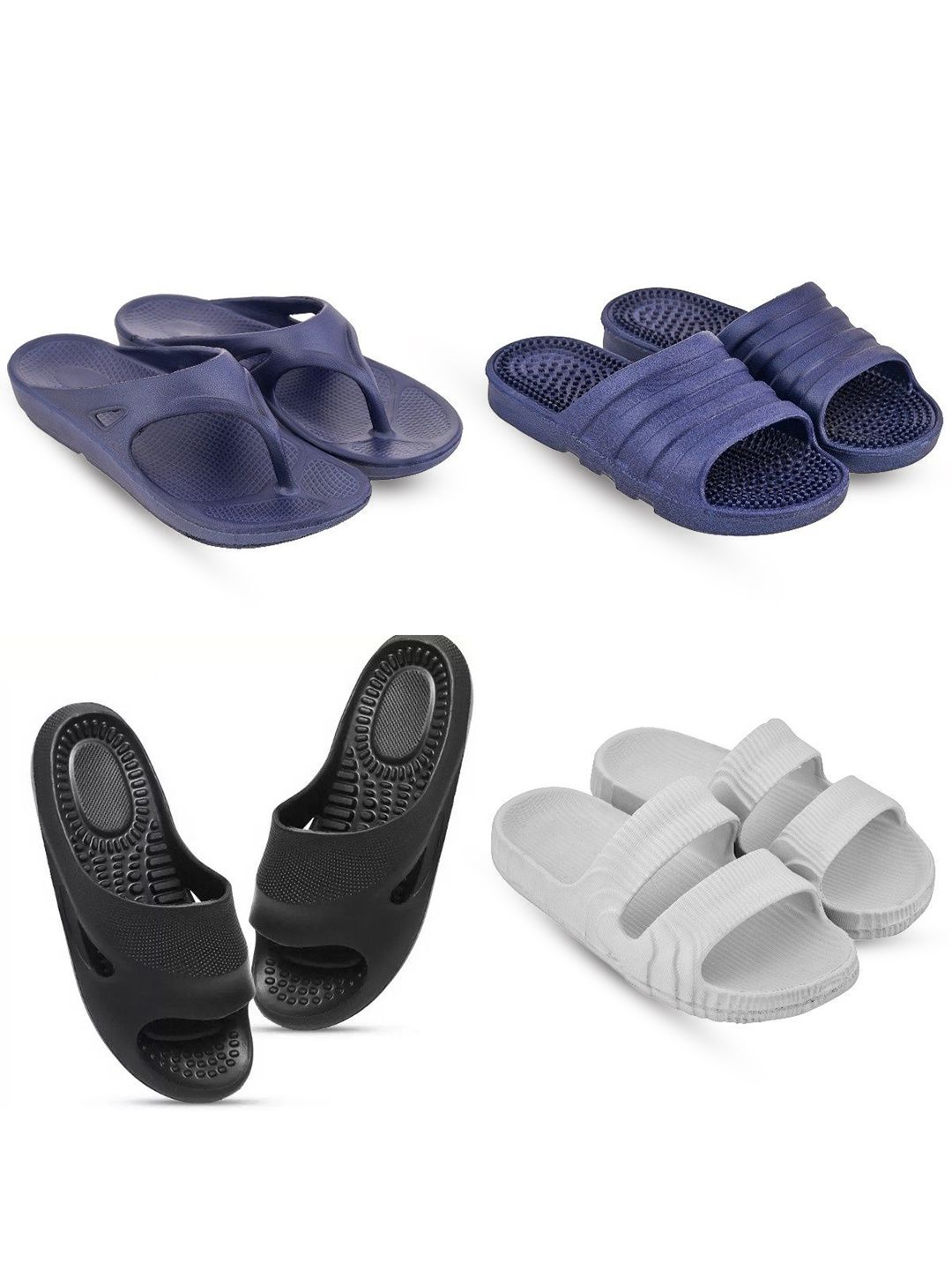 Feel alive Men Pack Of 4 Ultra-Comfortable Lightweight EVA Flip Flops
