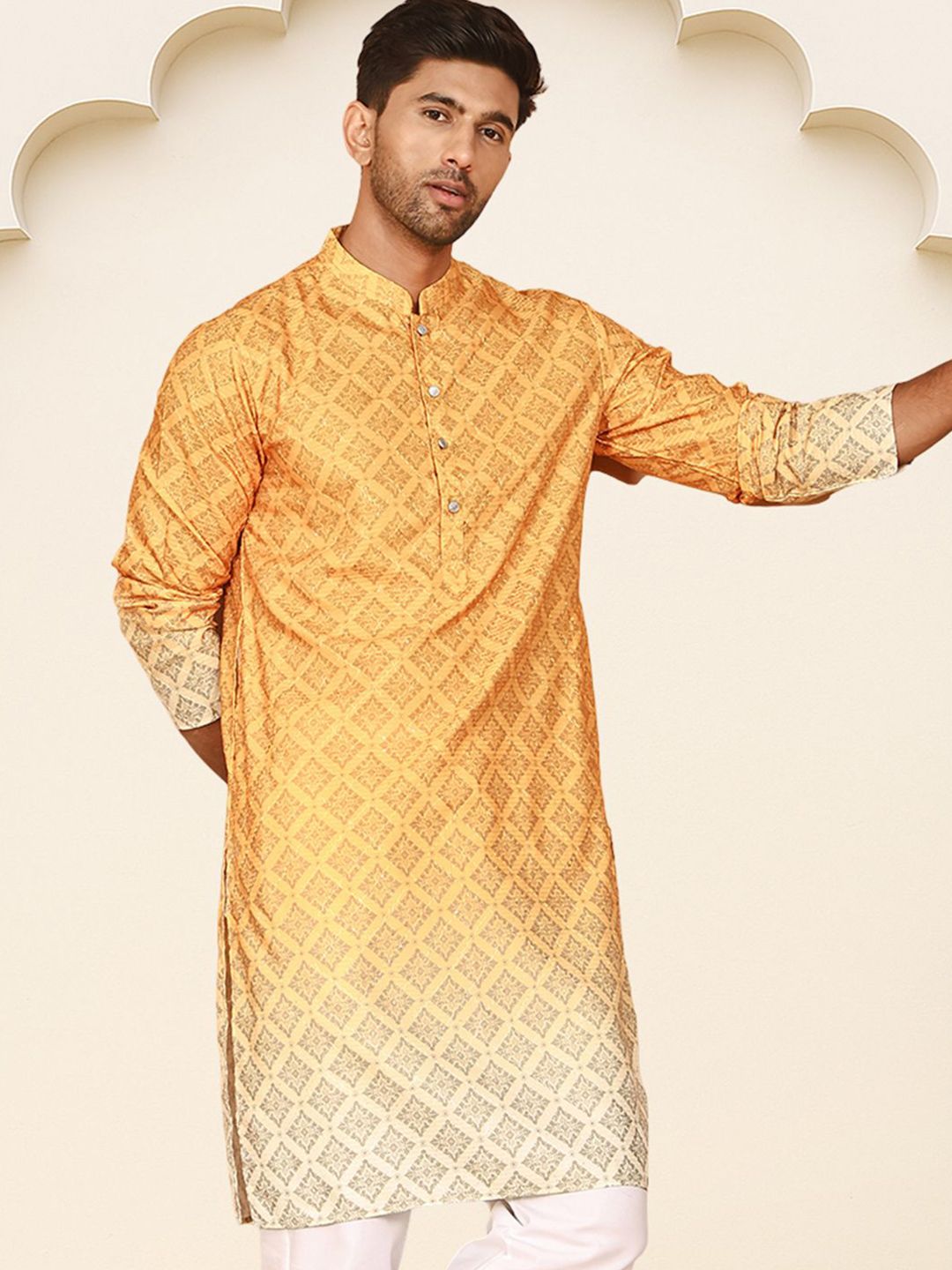 Jompers Floral Printed Ombre Kurta