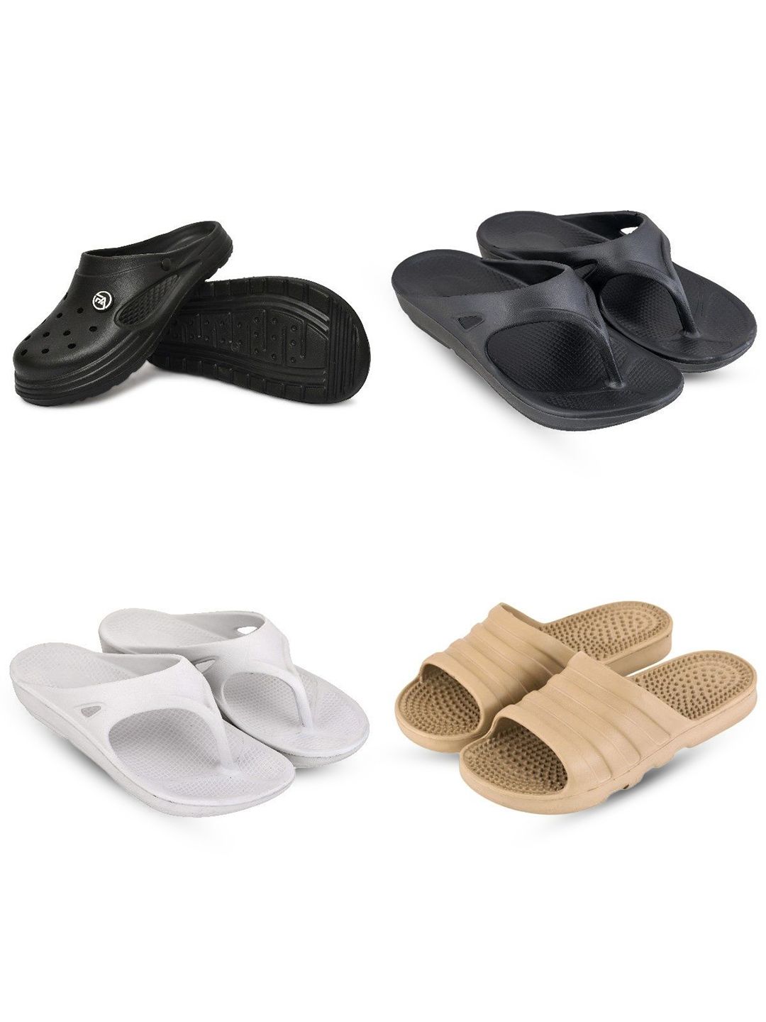 Feel alive Men Set of 4 Ultra-Comfortable Lightweight EVA Flip Flops