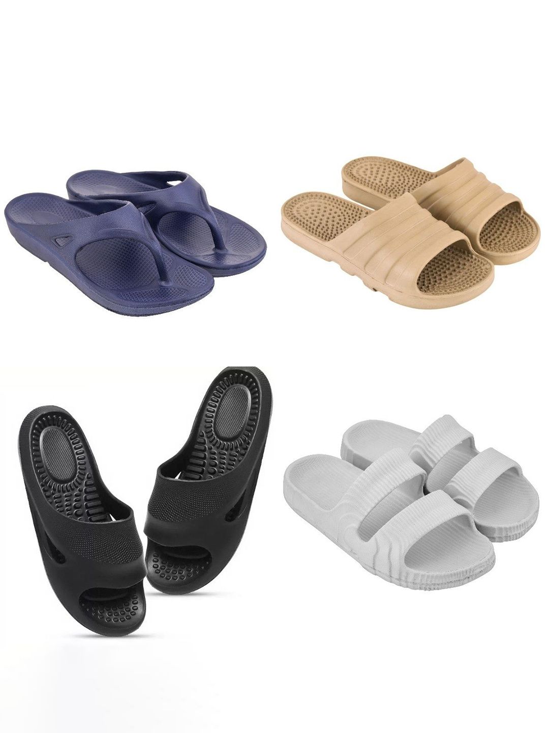 Feel alive Set Of 4 Ultra-Comfortable Lightweight Thong Flip-Flops