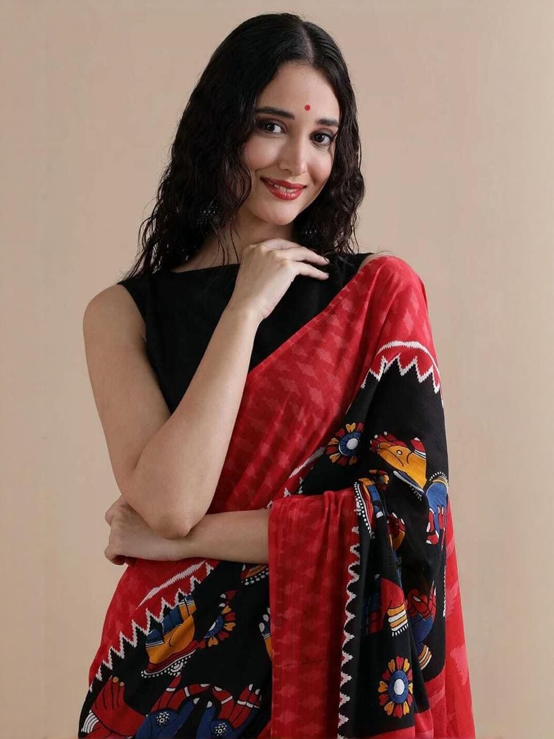 Lovwear Black Pure Cotton  Sarees