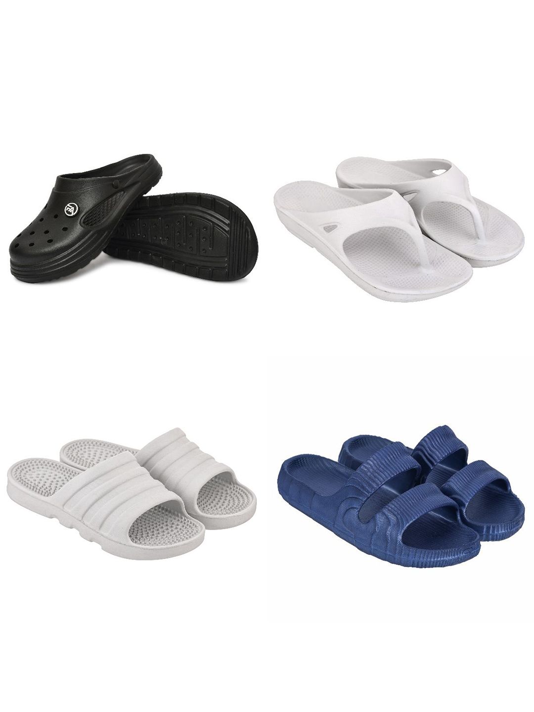 Feel alive Men Set Of 4 Solid Ultra-Comfortable Lightweight  Clogs
