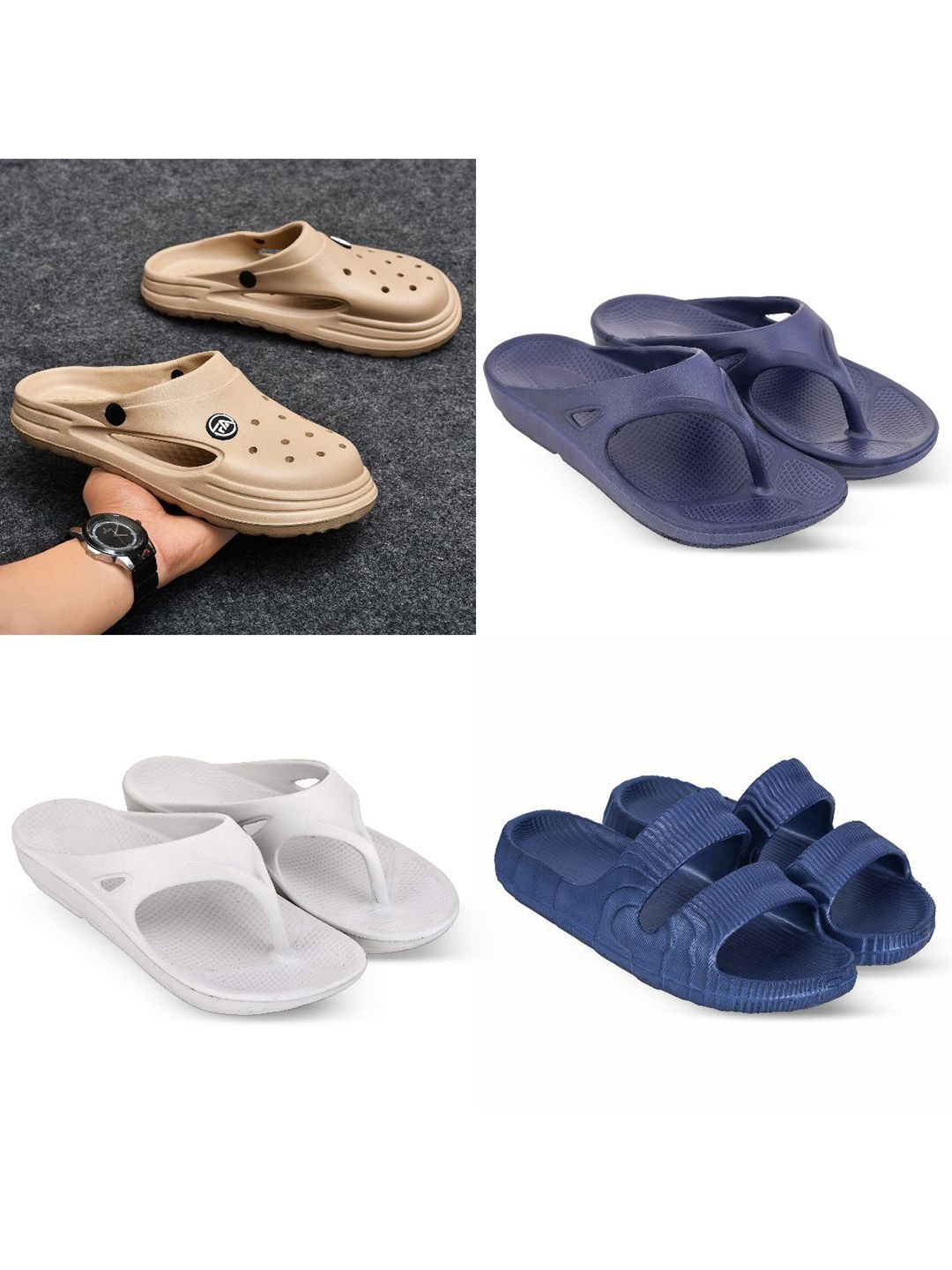 Feel alive Men Set of 4 Ultra-Comfortable Lightweight EVA Flip Flops
