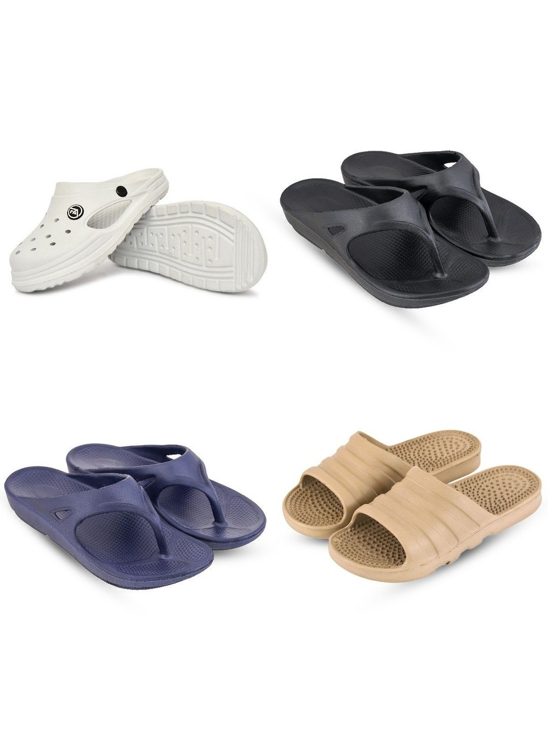 Feel alive Men Pack Of 4 Ultra-Comfortable Lightweight EVA Flip Flops