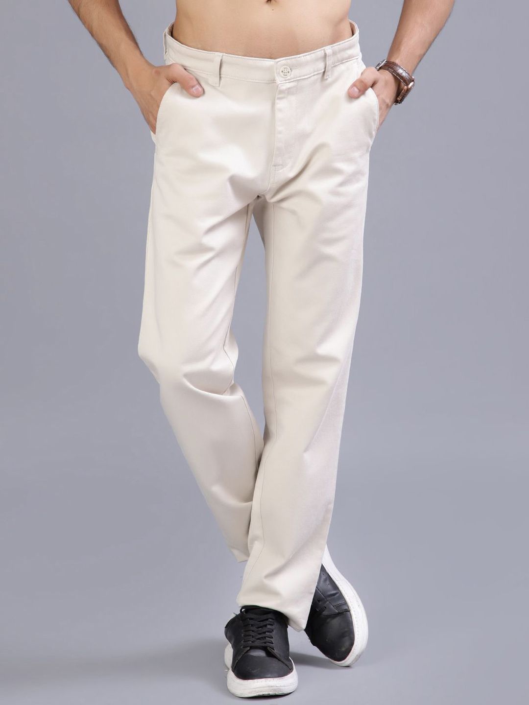 V-Mart Men Basic Regular Fit Mid-Rise Casual Trousers
