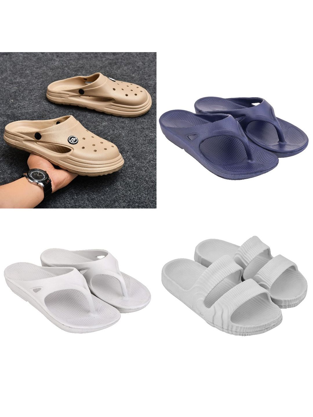 Feel alive Men Set of 4 Clogs Flip Flops