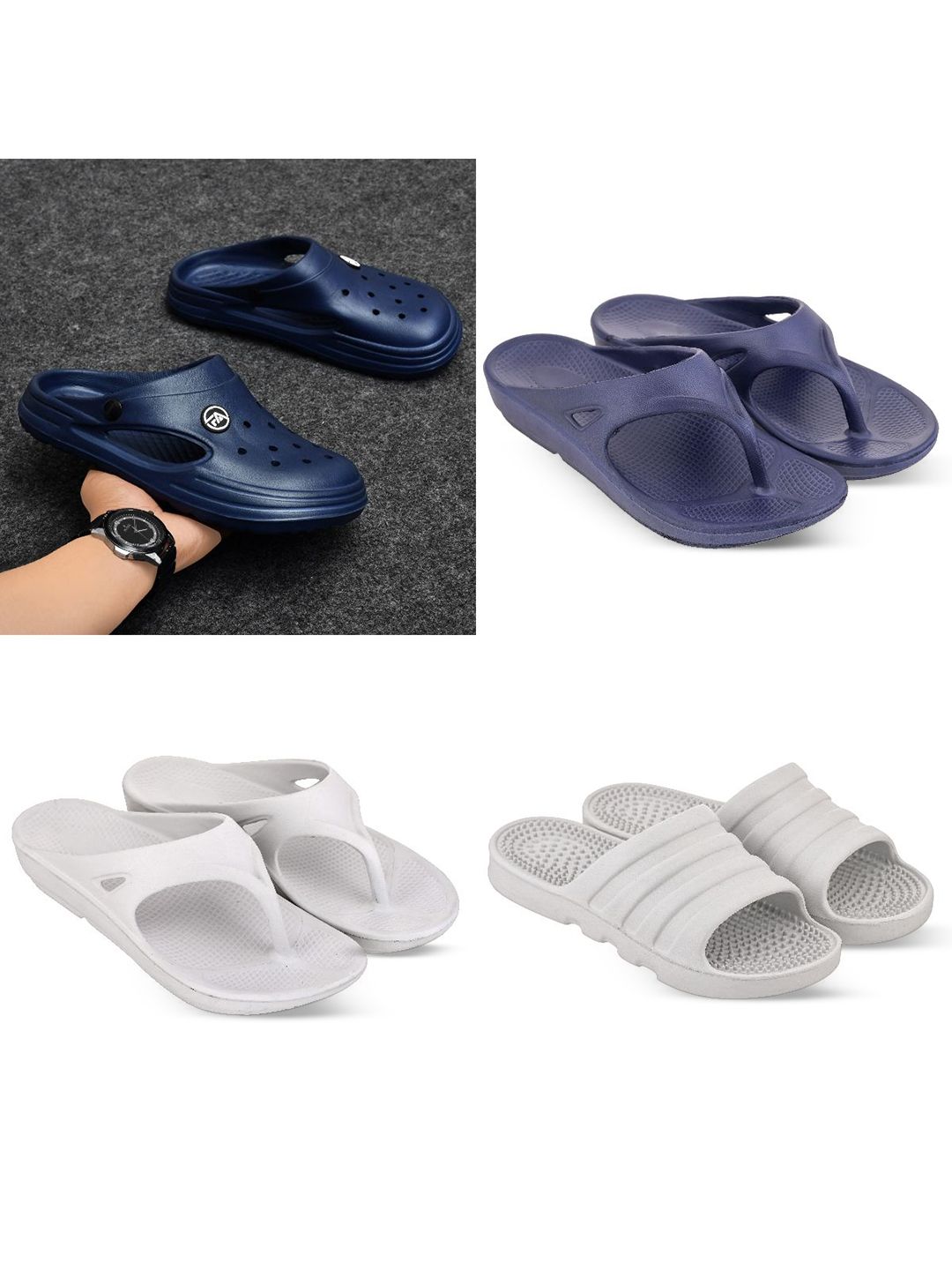 Feel alive Men Pack Of 4 Ultra-Comfortable Lightweight EVA Flip Flops