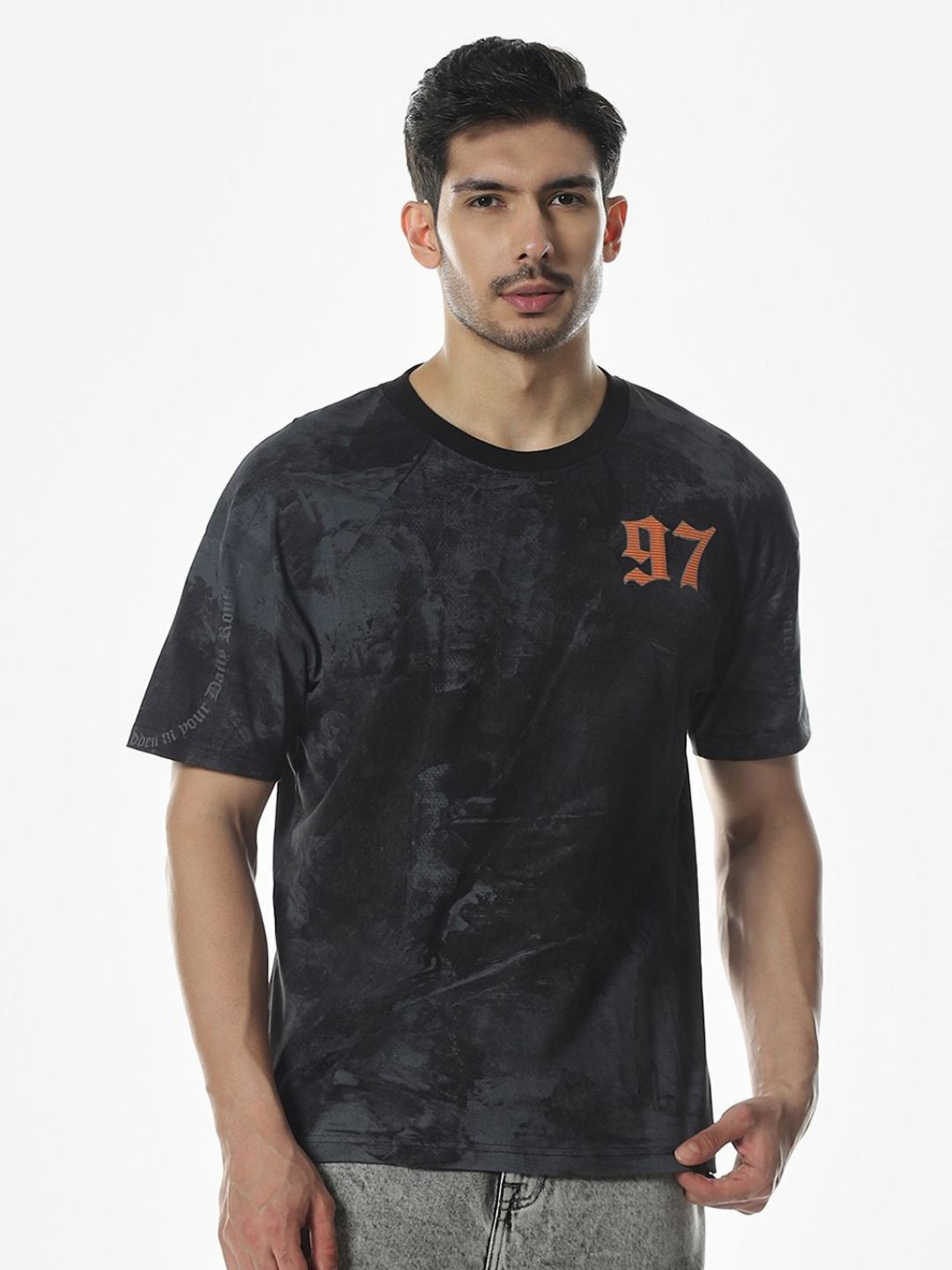 Klub Fox Men Typography Printed Round Neck Cotton Oversized Cotton T-shirt
