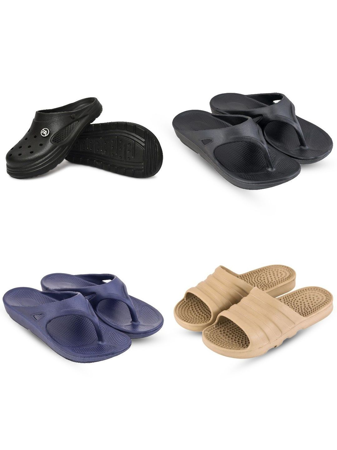 Feel alive Men Set Of 4 Ultra-Comfortable Lightweight EVA Clogs