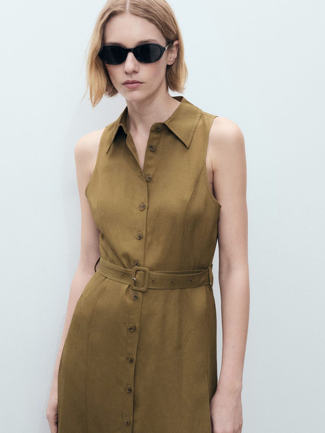 Belted Midi Shirt Dress