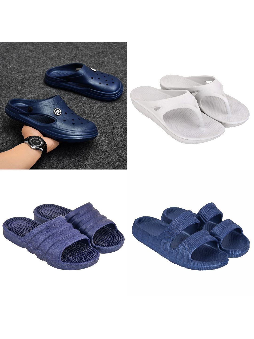 Feel alive Men Pack Of 4 Ultra-Comfortable Lightweight EVA Flip Flops