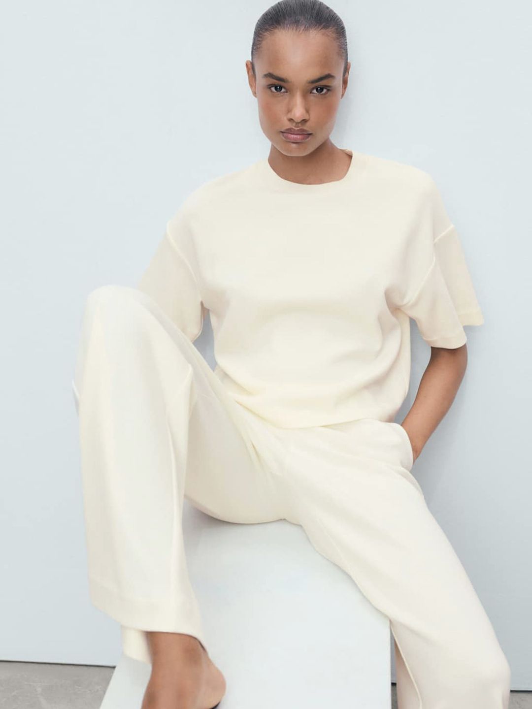 Drop-Shoulder Sleeves Crop Relaxed Fit T-shirt