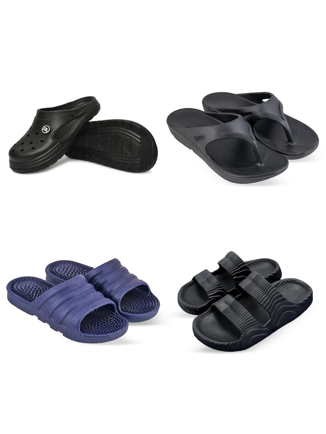 Feel alive Men Set of 4 Ultra-Comfortable Lightweight EVA Flip Flops