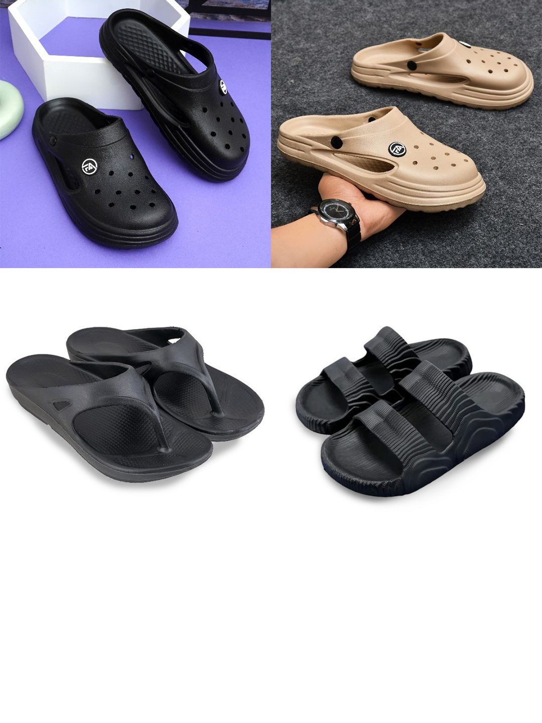 Feel alive Set Of 4 Ultra-Comfortable & Lightweight Thong Flip-Flops & Sliders