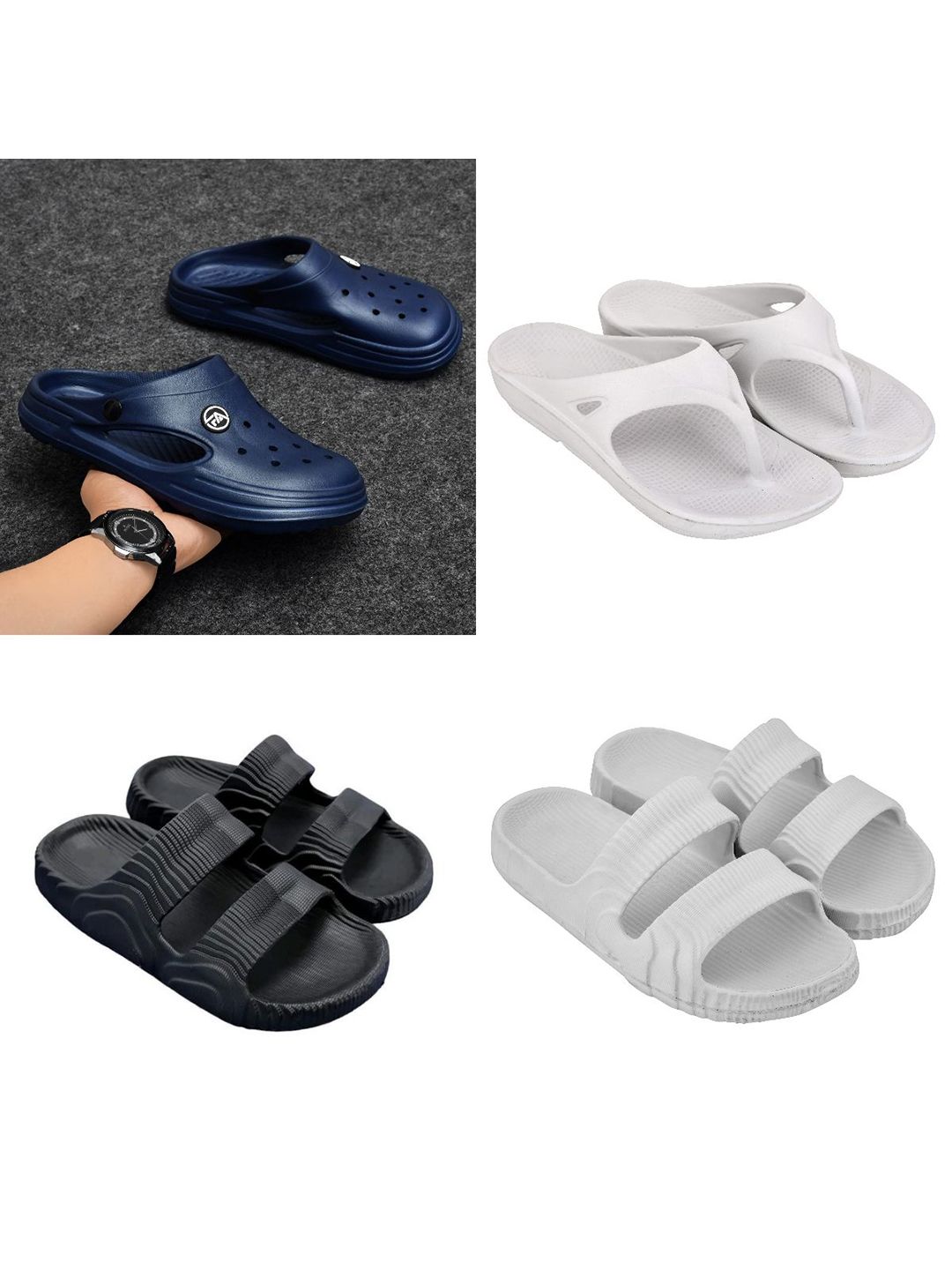 Feel alive Men Pack Of 4 Ultra-Comfortable Lightweight EVA Flip Flops