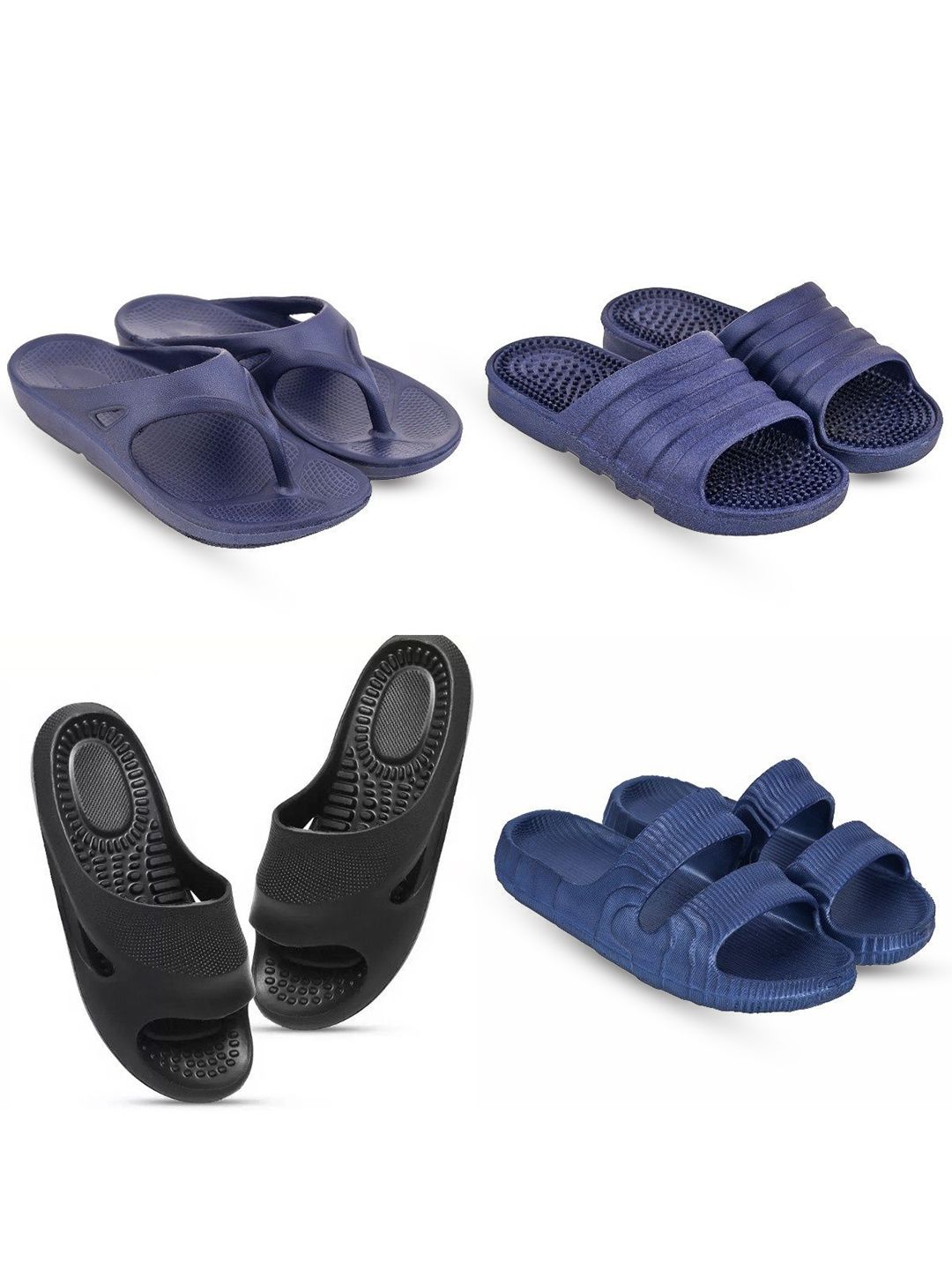 Feel alive Men Pack Of 4 Ultra-Comfortable Lightweight EVA Flip Flops